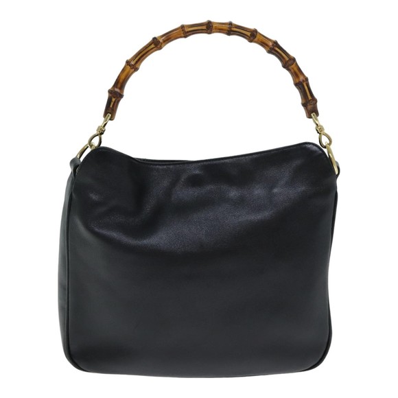 GUCCI Bamboo Hand Bag Leather 2way Black 001 1638 Auth 79644 - Picture 13 of 16